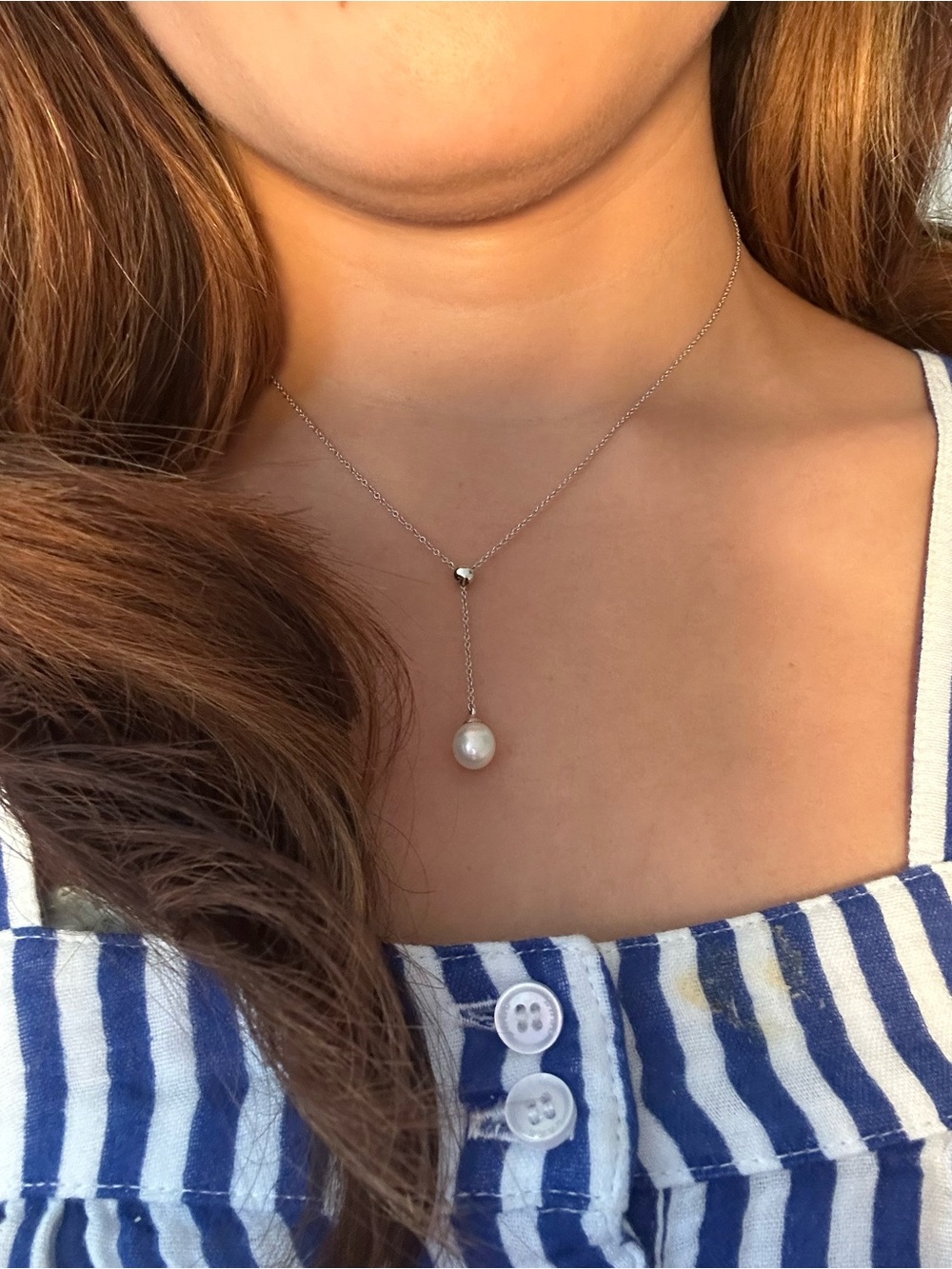 Tiffany & Co. Sterling Silver Single Pearl Pendant with Blue Pouch - Picture 8 of 8